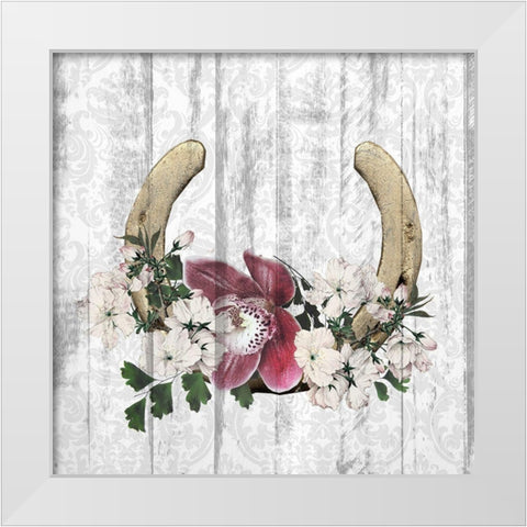 Horseshoe Floral 2 White Modern Wood Framed Art Print by Kimberly, Allen