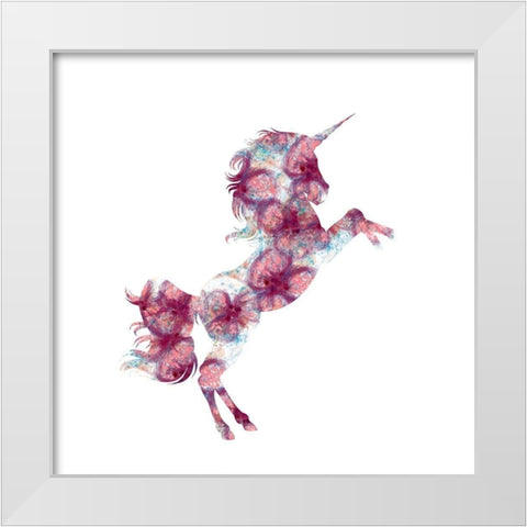 Unicorn Flowers White Modern Wood Framed Art Print by Kimberly, Allen