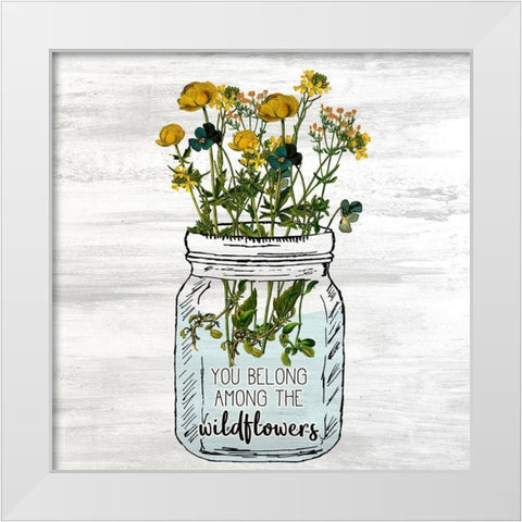 Wildflower Jar 1 White Modern Wood Framed Art Print by Kimberly, Allen
