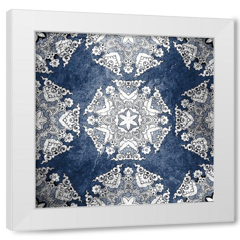 Navy Tiled 1 White Modern Wood Framed Art Print by Kimberly, Allen