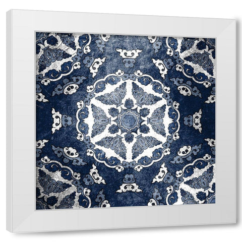 Navy Tiled 3 White Modern Wood Framed Art Print by Kimberly, Allen