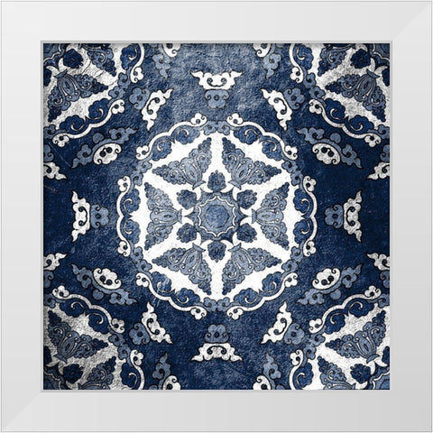 Navy Tiled 3 White Modern Wood Framed Art Print by Kimberly, Allen