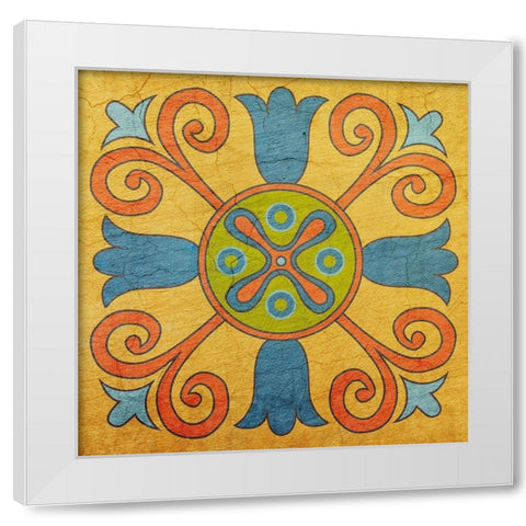 Colorful Tile 1 White Modern Wood Framed Art Print by Kimberly, Allen