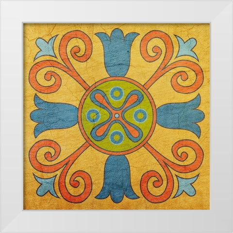 Colorful Tile 1 White Modern Wood Framed Art Print by Kimberly, Allen