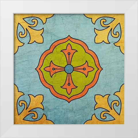 Colorful Tile 2 White Modern Wood Framed Art Print by Kimberly, Allen