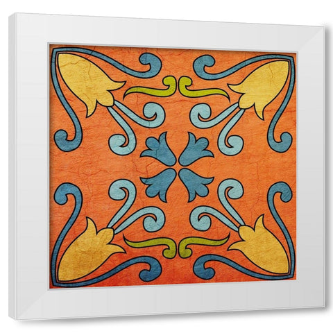 Colorful Tile 3 White Modern Wood Framed Art Print by Kimberly, Allen