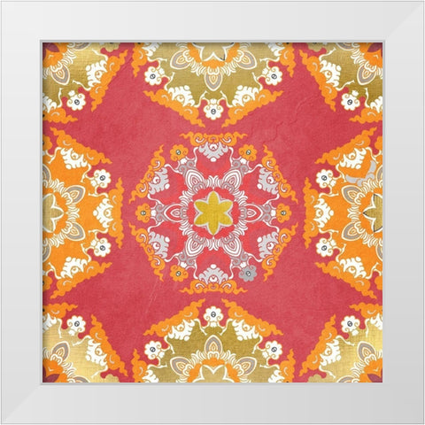 Medallion Pink 1 White Modern Wood Framed Art Print by Kimberly, Allen