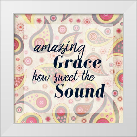 Amazing Grace Paisley White Modern Wood Framed Art Print by Allen, Kimberly