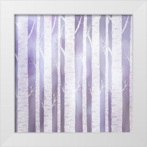 Violet Birches White Modern Wood Framed Art Print by Kimberly, Allen