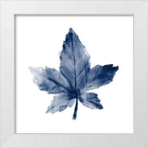 Navy Leaf Print 1 White Modern Wood Framed Art Print by Kimberly, Allen