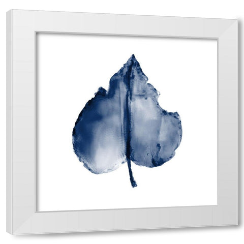 Navy Leaf Print 2 White Modern Wood Framed Art Print by Kimberly, Allen