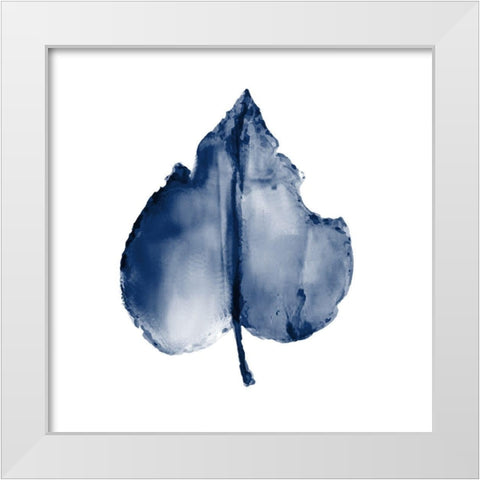 Navy Leaf Print 2 White Modern Wood Framed Art Print by Kimberly, Allen