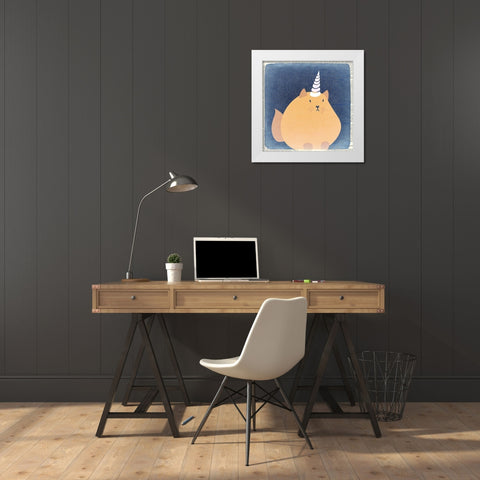 Kittyhorn 3 White Modern Wood Framed Art Print by Kimberly, Allen