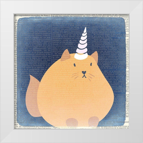 Kittyhorn 3 White Modern Wood Framed Art Print by Kimberly, Allen