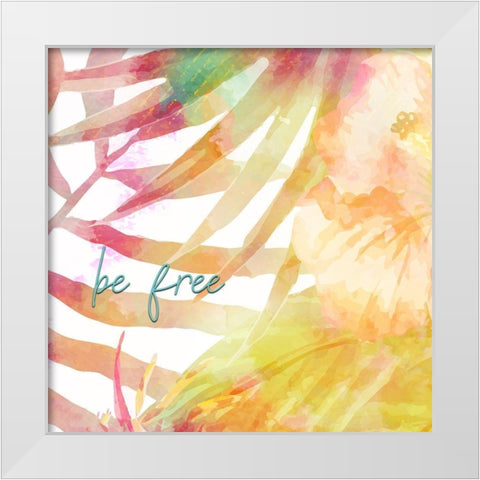 Be Happy 2 White Modern Wood Framed Art Print by Kimberly, Allen