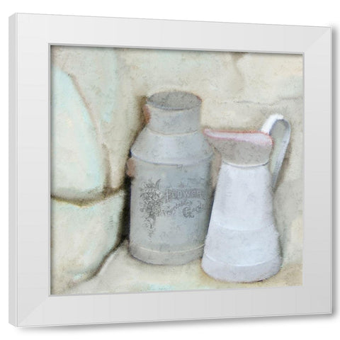Flower Pitcher White Modern Wood Framed Art Print by Kimberly, Allen