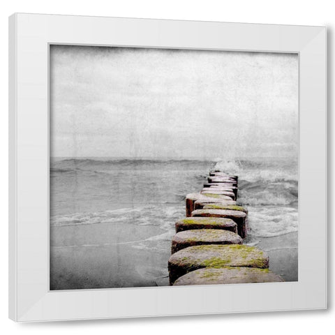Beach Line White Modern Wood Framed Art Print by Kimberly, Allen