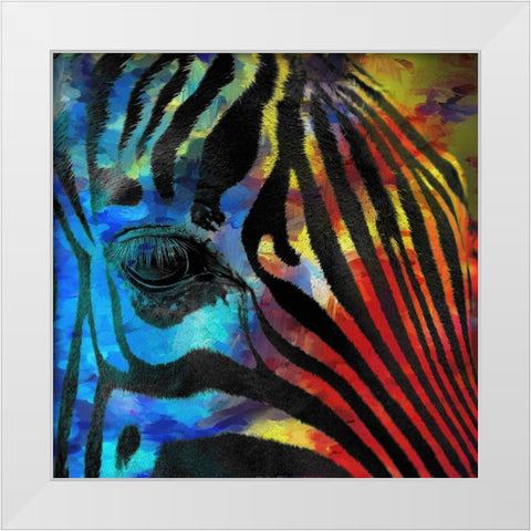 Zebra 2 White Modern Wood Framed Art Print by Kimberly, Allen