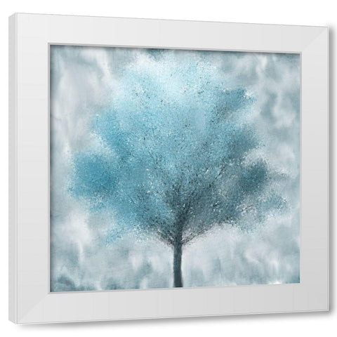Teal Fall  White Modern Wood Framed Art Print by Kimberly, Allen