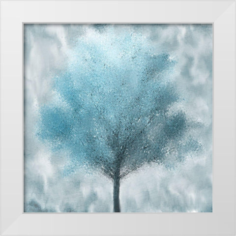 Teal Fall  White Modern Wood Framed Art Print by Kimberly, Allen