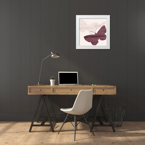 Blush Butterflies 1 White Modern Wood Framed Art Print by Kimberly, Allen