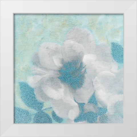 Teal Blooming 2 White Modern Wood Framed Art Print by Kimberly, Allen