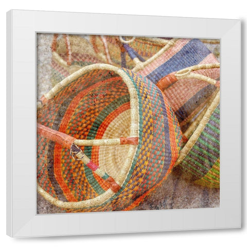 Basket Market 1 White Modern Wood Framed Art Print by Kimberly, Allen