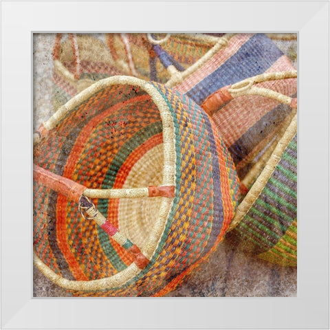 Basket Market 1 White Modern Wood Framed Art Print by Kimberly, Allen