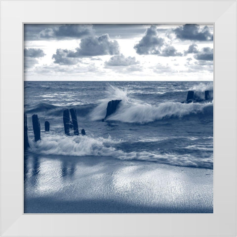 Against The Waves White Modern Wood Framed Art Print by Kimberly, Allen