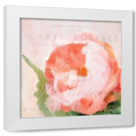 Pink Peony White Modern Wood Framed Art Print by Kimberly, Allen