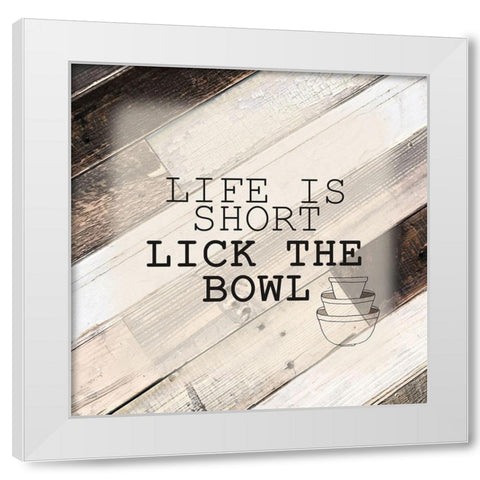 Lick The Bowl White Modern Wood Framed Art Print by Kimberly, Allen