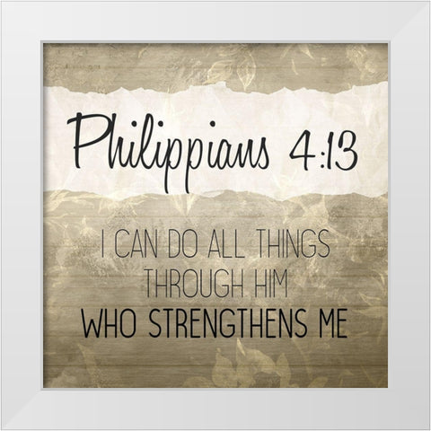 Philippians 4 13 Cream White Modern Wood Framed Art Print by Kimberly, Allen