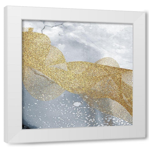 Blue Grey Gold White Modern Wood Framed Art Print by Kimberly, Allen
