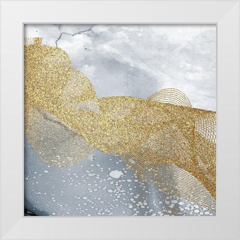 Blue Grey Gold White Modern Wood Framed Art Print by Kimberly, Allen