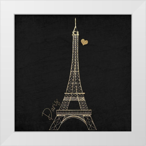 Paris Gold 1 White Modern Wood Framed Art Print by Kimberly, Allen