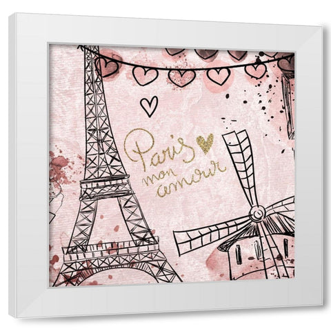 Paris mon Amour 2 White Modern Wood Framed Art Print by Kimberly, Allen