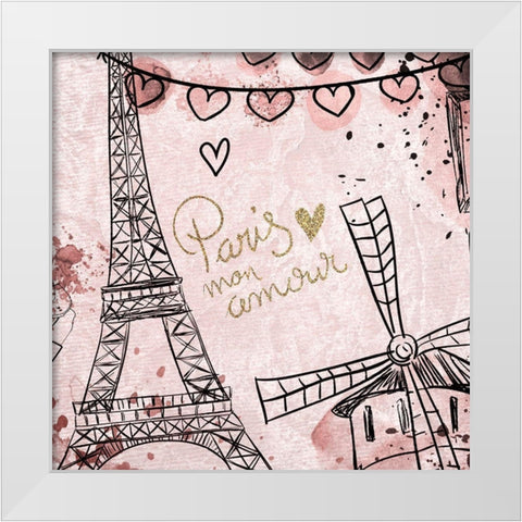 Paris mon Amour 2 White Modern Wood Framed Art Print by Kimberly, Allen