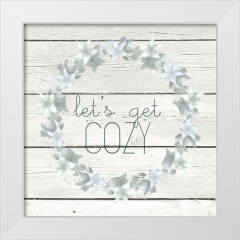 Cozy Wreath White Modern Wood Framed Art Print by Kimberly, Allen