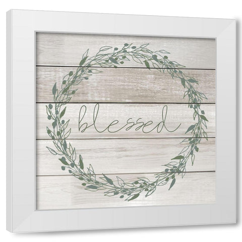 Blessed Wreath White Modern Wood Framed Art Print by Kimberly, Allen