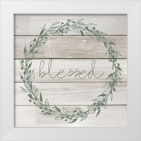 Blessed Wreath White Modern Wood Framed Art Print by Kimberly, Allen
