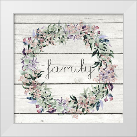 Family Wreath White Modern Wood Framed Art Print by Kimberly, Allen