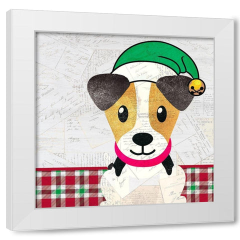 Christmas Woof 2 White Modern Wood Framed Art Print by Kimberly, Allen