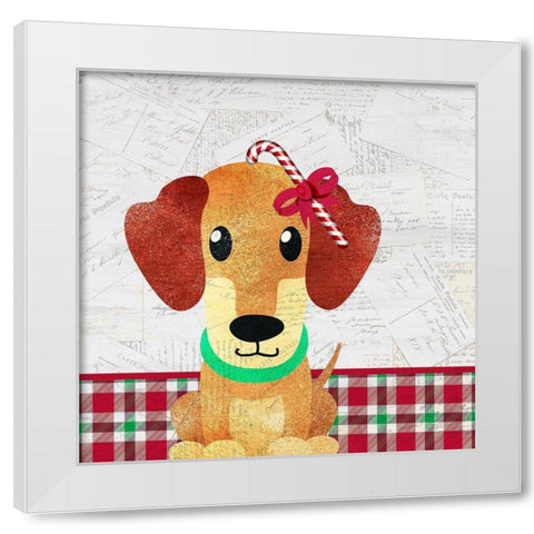 Christmas Woof 3 White Modern Wood Framed Art Print by Kimberly, Allen