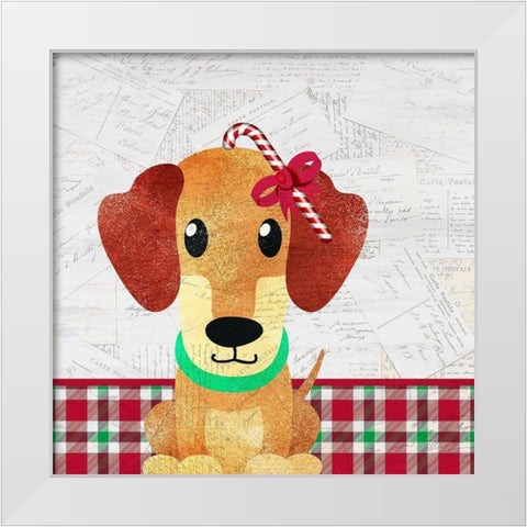 Christmas Woof 3 White Modern Wood Framed Art Print by Kimberly, Allen