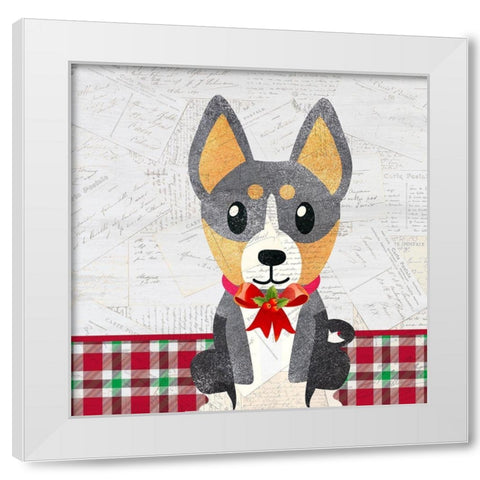 Christmas Woof 4 White Modern Wood Framed Art Print by Kimberly, Allen