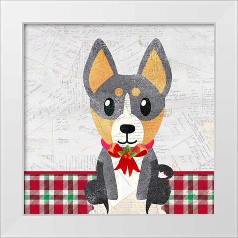 Christmas Woof 4 White Modern Wood Framed Art Print by Kimberly, Allen