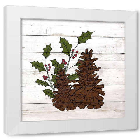Pinecone Christmas 1 White Modern Wood Framed Art Print by Kimberly, Allen