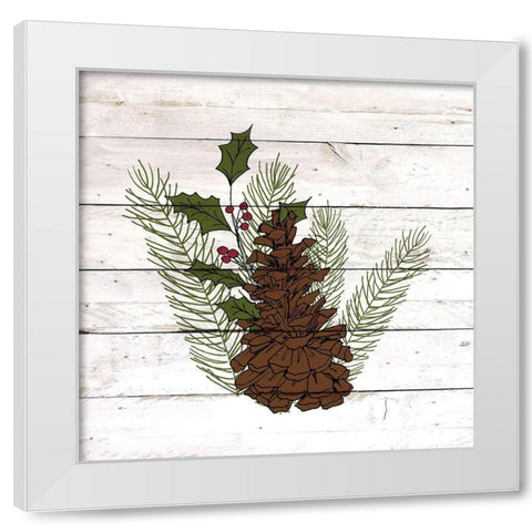 Pinecone Christmas 2 White Modern Wood Framed Art Print by Kimberly, Allen