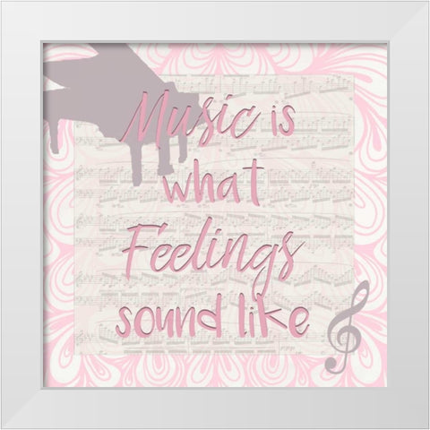 Music Is White Modern Wood Framed Art Print by Allen, Kimberly