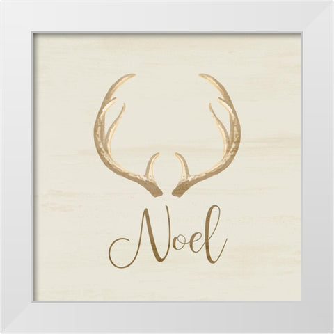 Noel Antler White Modern Wood Framed Art Print by Kimberly, Allen